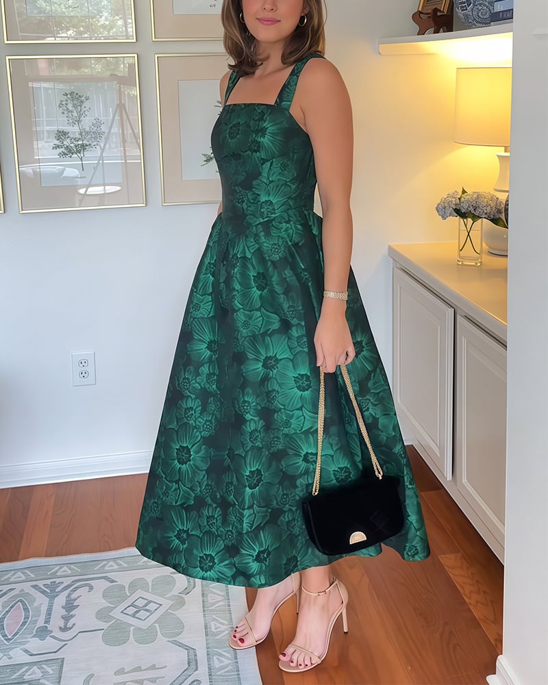 French Jacquard Sleeveless Dress