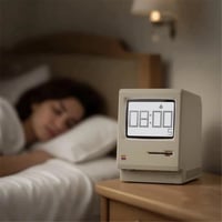 1984 Retro-Inspired Cream Digital Alarm Clock