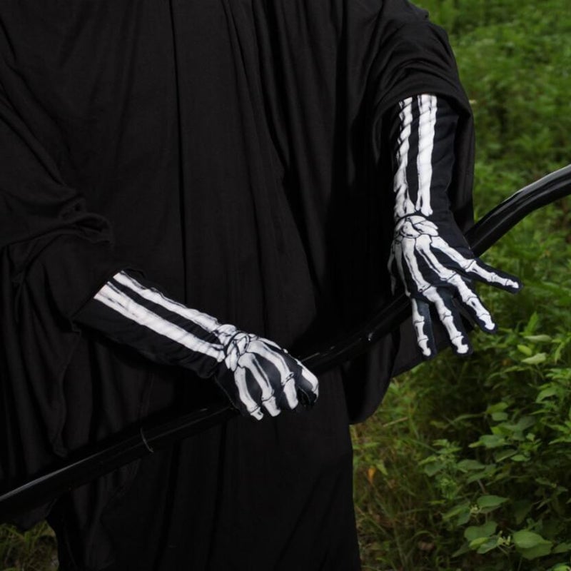 Doppelseitig bedruckte Totenkopf-Handschuhe