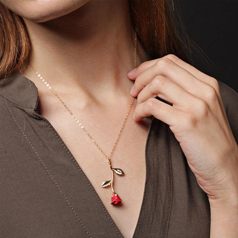 3D Rose Pendant Necklace