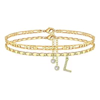 A-Z Letter Layered Ankle Bracelets for Women