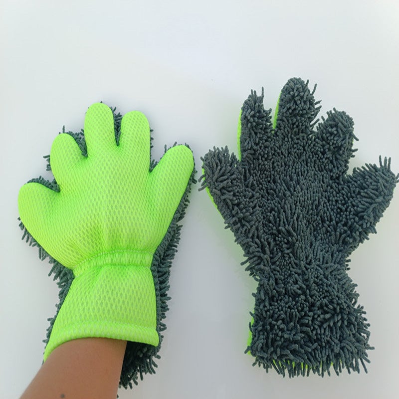 Double-sided five-finger car wash gloves
