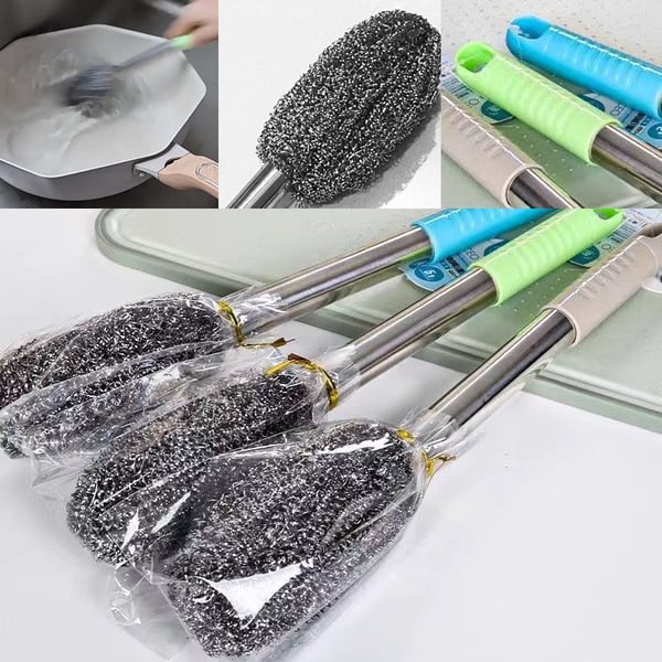 Long handle stainless steel pot brush