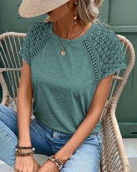 T-Shirt Effen Kleur Holle Ronde Hals Slank
