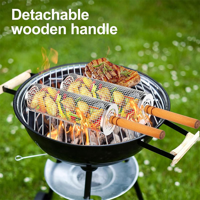 Saker® Rolling Grill Basket Set