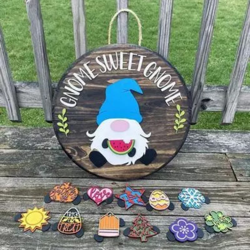Cute Gnome Door Hanger DIY Interchangeable Welcome Door Decoration