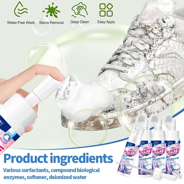 🤍Foam No-Rinse Cleaner — Instantly Brightens & Whitens Shoes