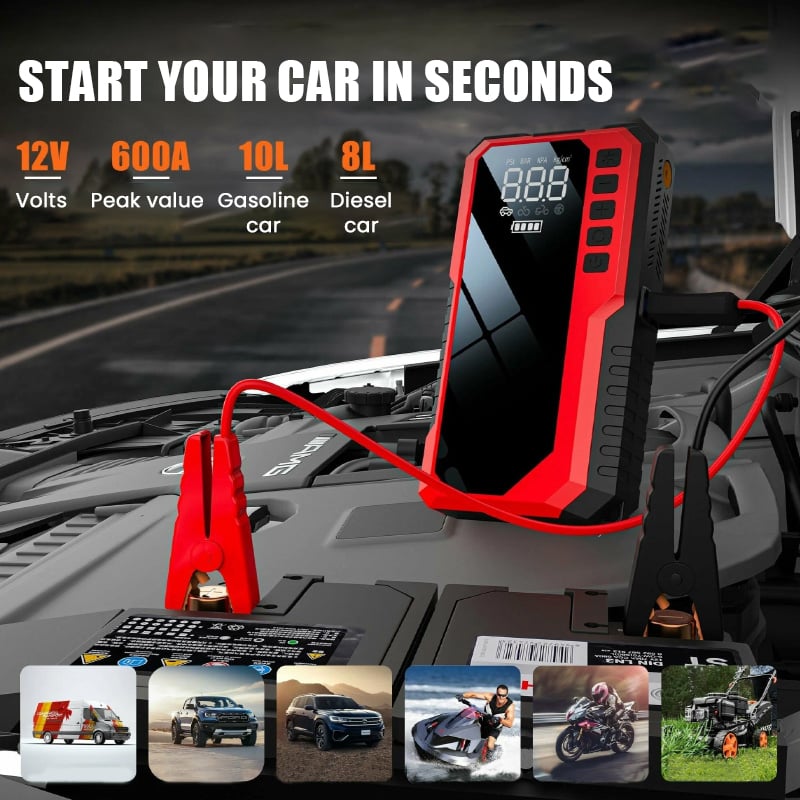 3-in-1 Emergency Jump Starter & Compressor System