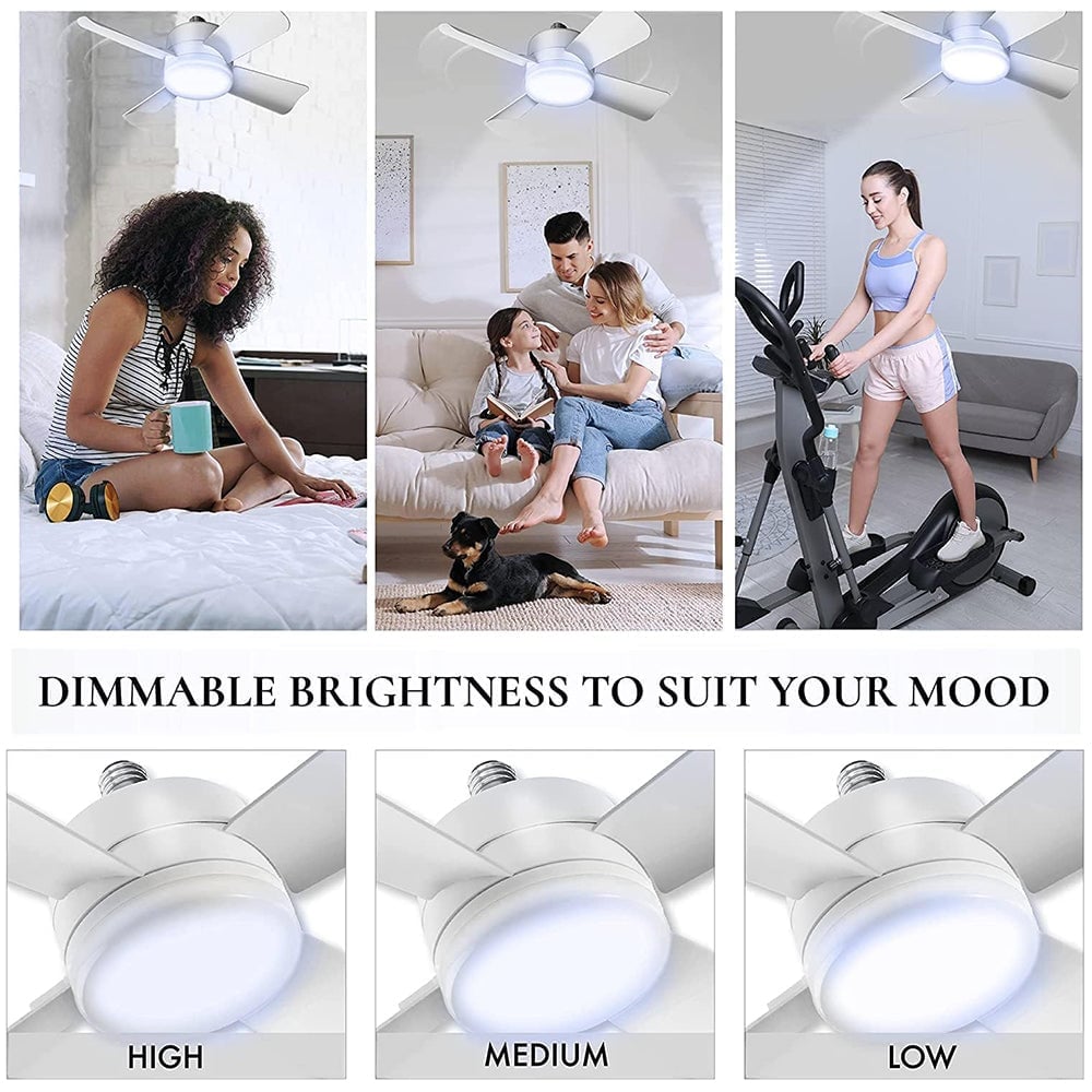 2-in-1 LED Ceiling Fan Light with Remote Control, E27/B22 Base