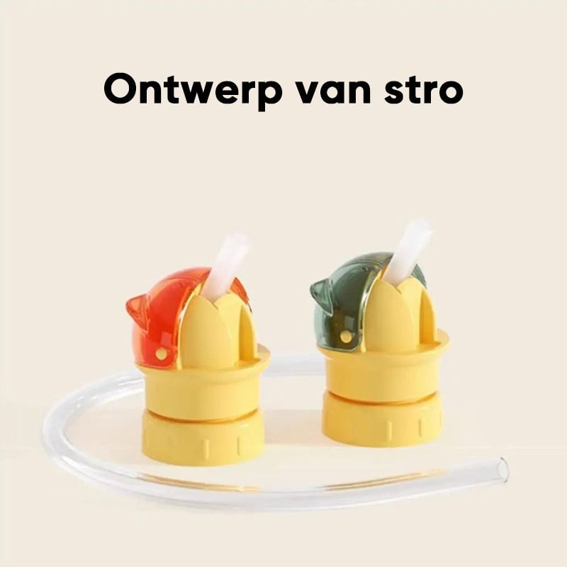 Herbruikbare kinderdrank-waterfles met rietje