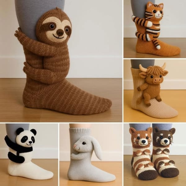 3D-gestrickte Tiersocken