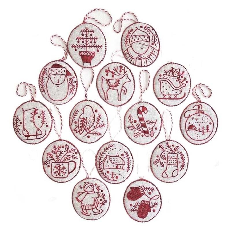 Hand Embroidery Christmas Ornaments Kit