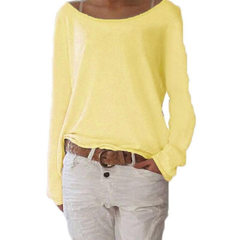Femmes Manches Longues Pull en Tricot Casual Lâche