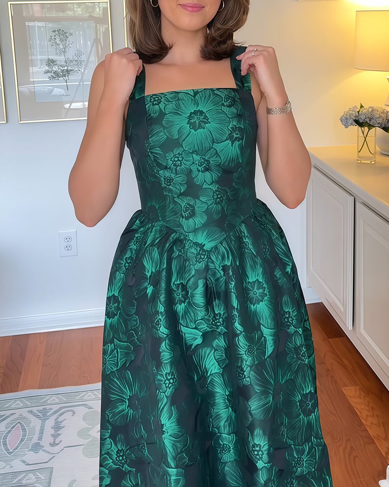 French Jacquard Sleeveless Dress