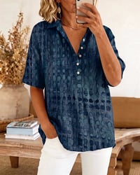 Polka Dot Print Button Half-Placket Blouse