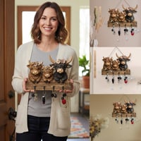 Highland Cow Wooden Key Holder Decor