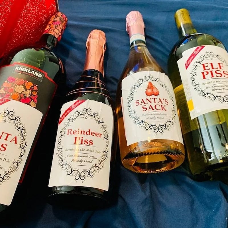 🎄Etichette Per Bottiglie Di Novità Divertenti Di Natale (Confezione da 5 Pezzi)