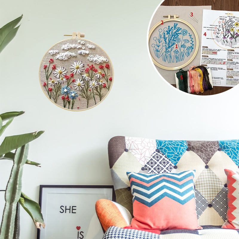 Bloemenpakket met borduurringen voor beginners