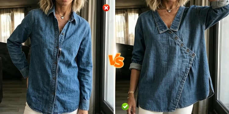 Diagonal Button Lapel Blouse detail 3