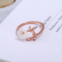 Crystal White Blossom Adjustable Ring
