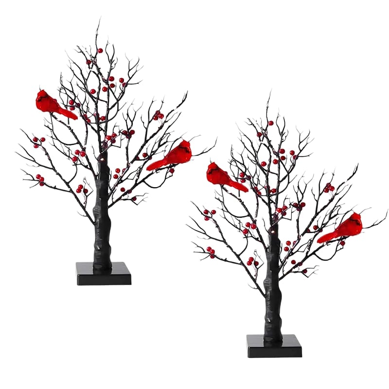 Sakerplus Vintage Glowing Tree With Cardinals Lamp