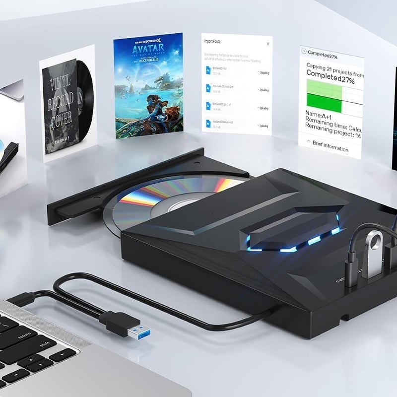 7-in-1 External USB DVD Drive & Blu-ray Player