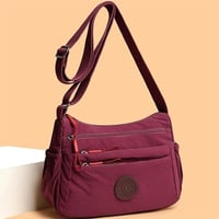 Solid Color Fashionable Multi-pocket Zipper Crossbody Bag