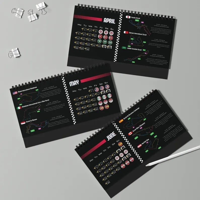 F1 2025 Desktop Calendar