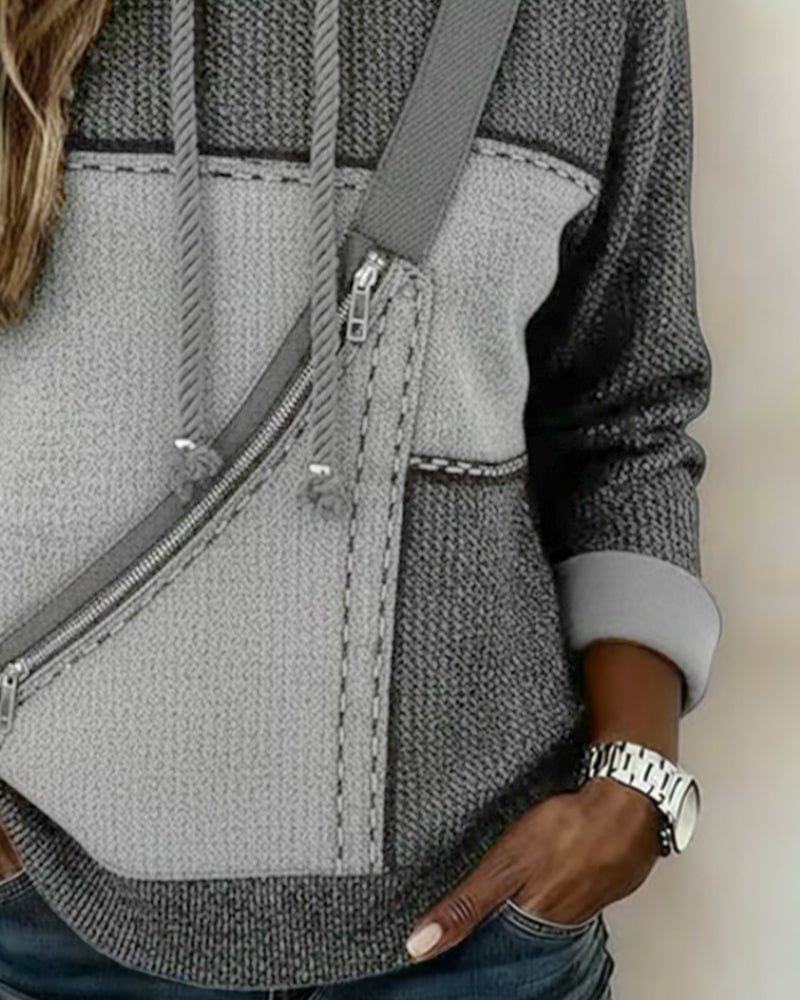 Stylish Color-Blocked Hoodie