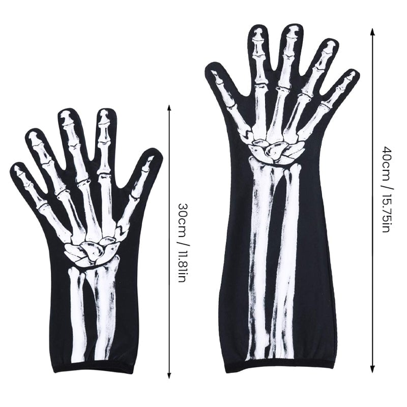 Doppelseitig bedruckte Totenkopf-Handschuhe