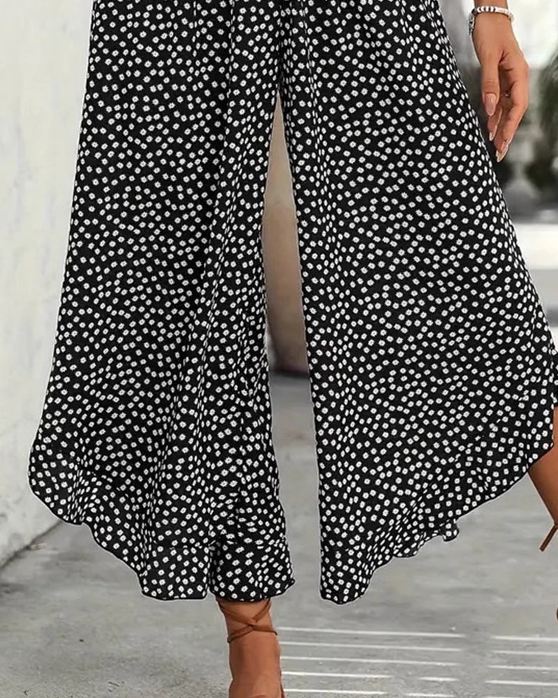 Polka Dot Loose High-Waist Wide-Leg Pants