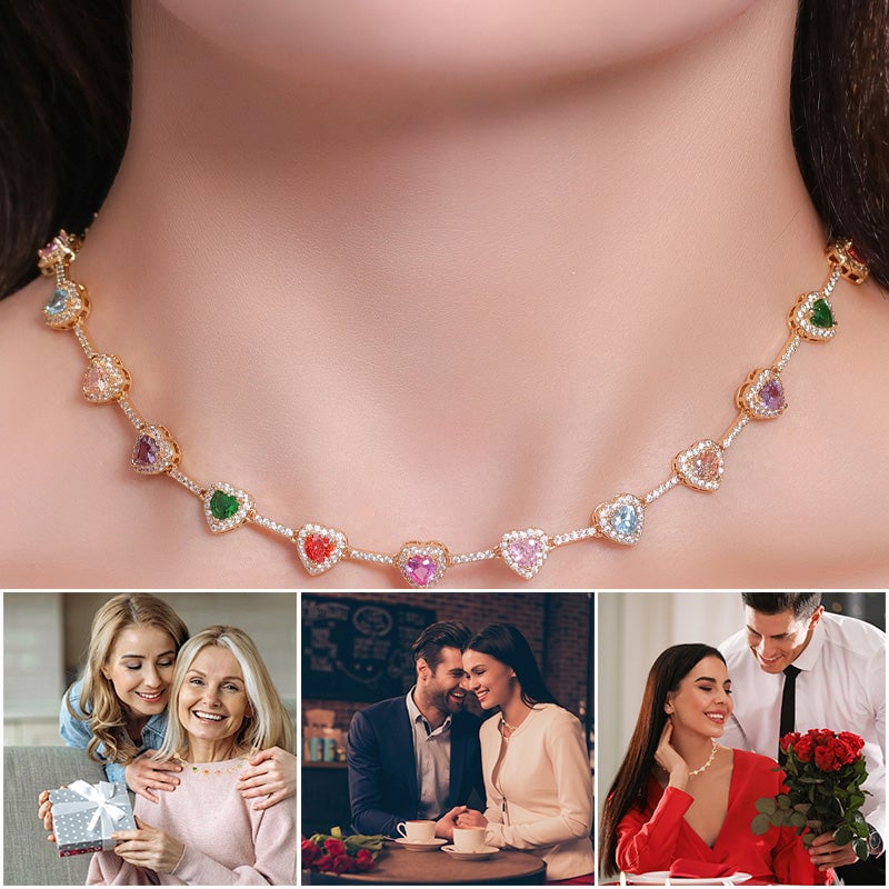 Heart Shaped Colorful Zirconia Necklace