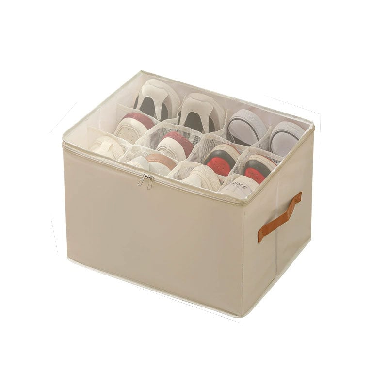Collapsible Shoe Organizer Box with Transparent Cover