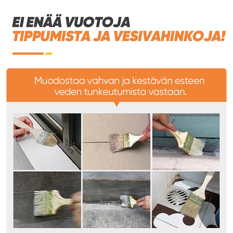 Kirkas vedenpitävä laastari- ja tiivisteneste