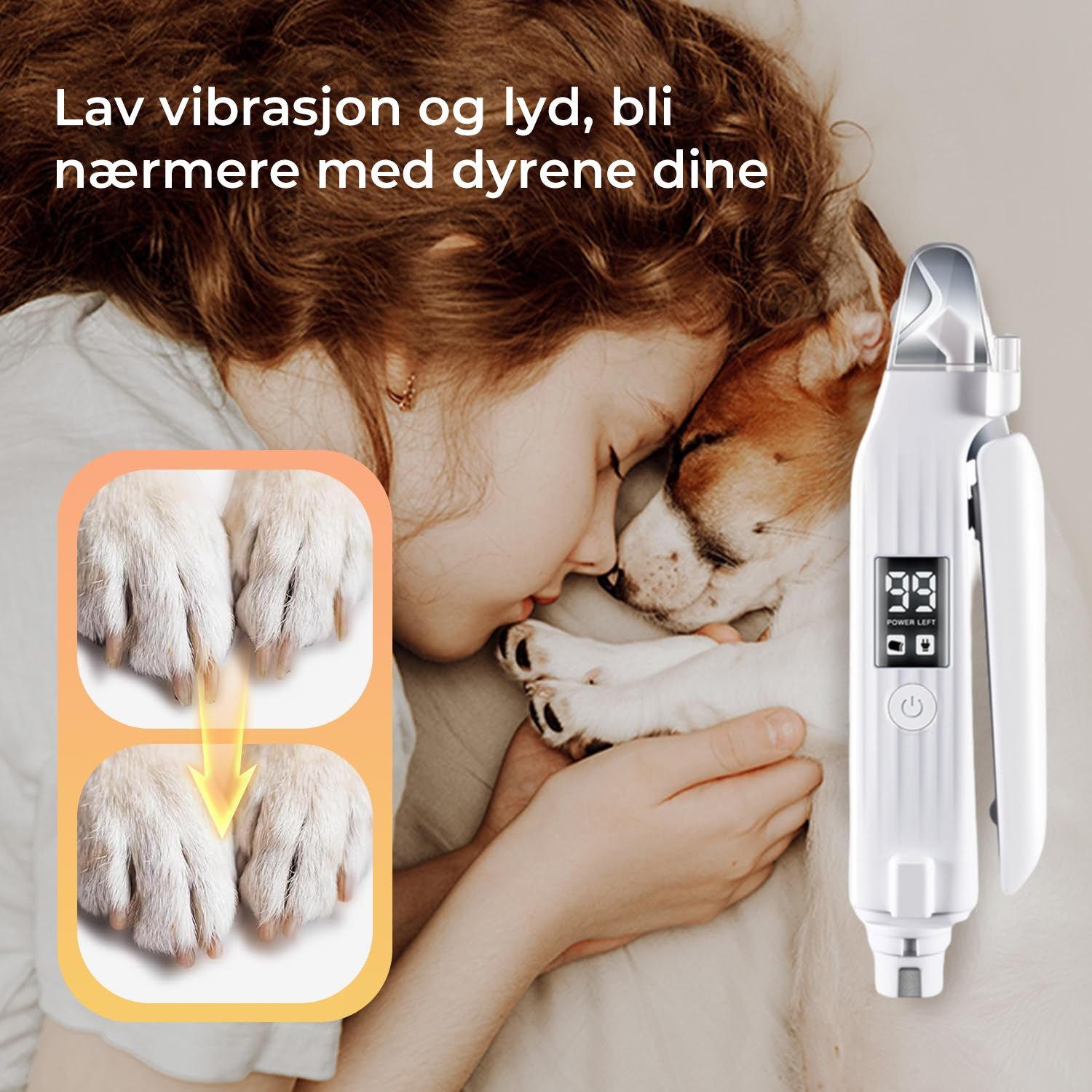 Kloklipper med integrert LED-lys og sliper