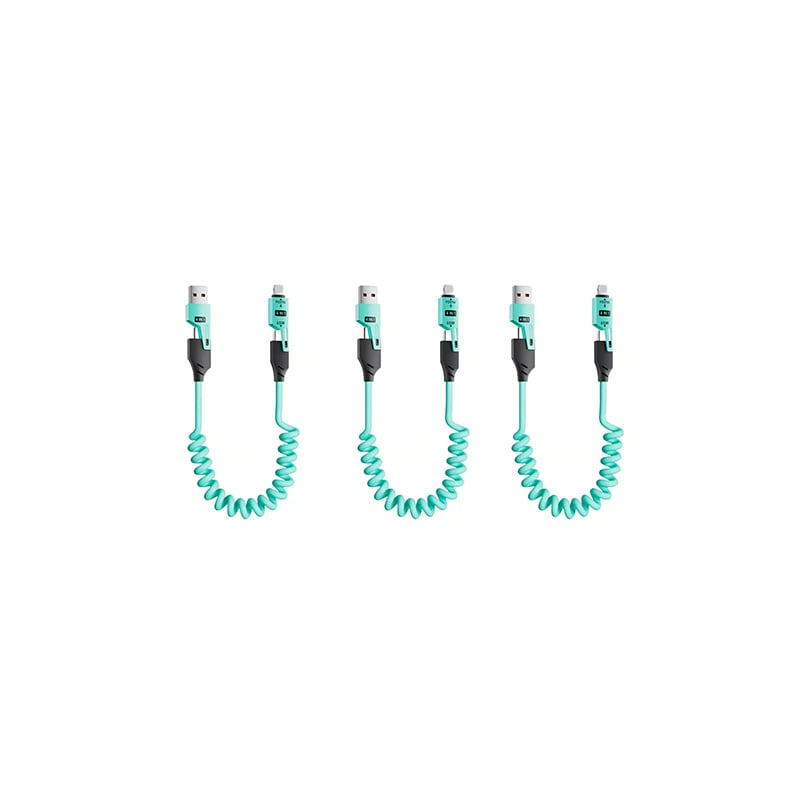 Spring retractable 4 in 1 65w fast charging data cable