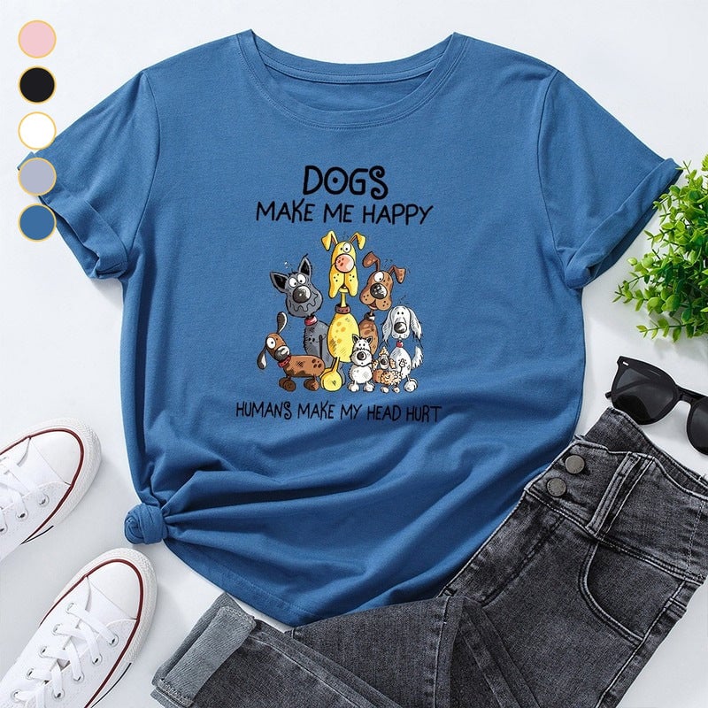 Dog Print Ladies Summer Short Sleeve