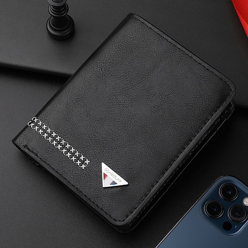 Dreifach faltbare Herren-Brieftasche aus strapazierfähigem Leder