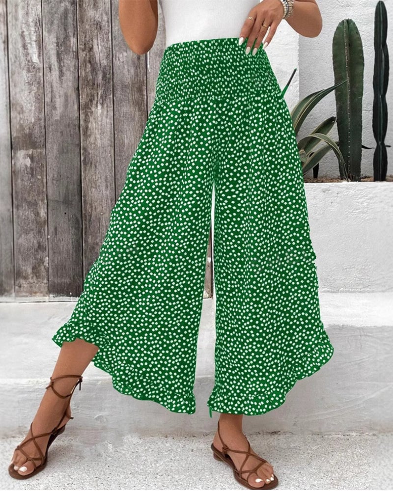 Polka Dot Loose High-Waist Wide-Leg Pants