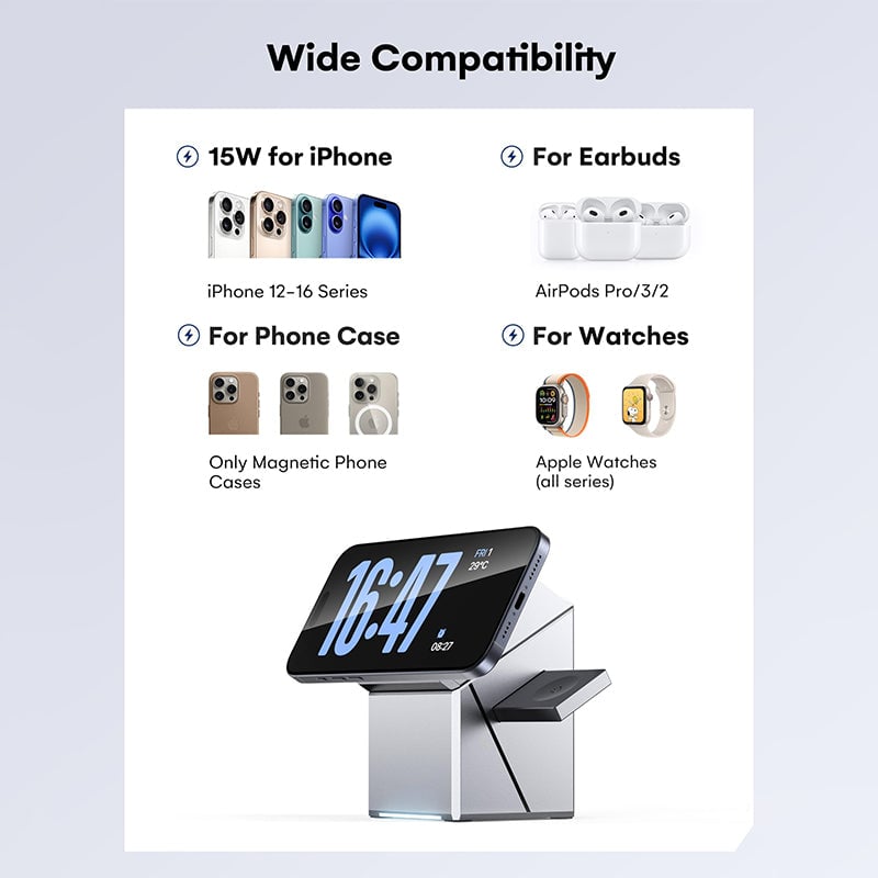 3 in 1 Wireless Charging Station for Apple