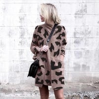 Leopard Mock Neck Sweater Dress