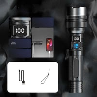 Waterproof Rechargeable Digital Display 2-in-1 Strong Light Flashlight