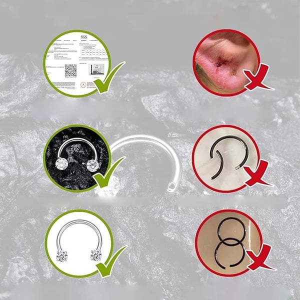 Zirkonia Hestesko Ring med Gjengede Stener for Piercinger