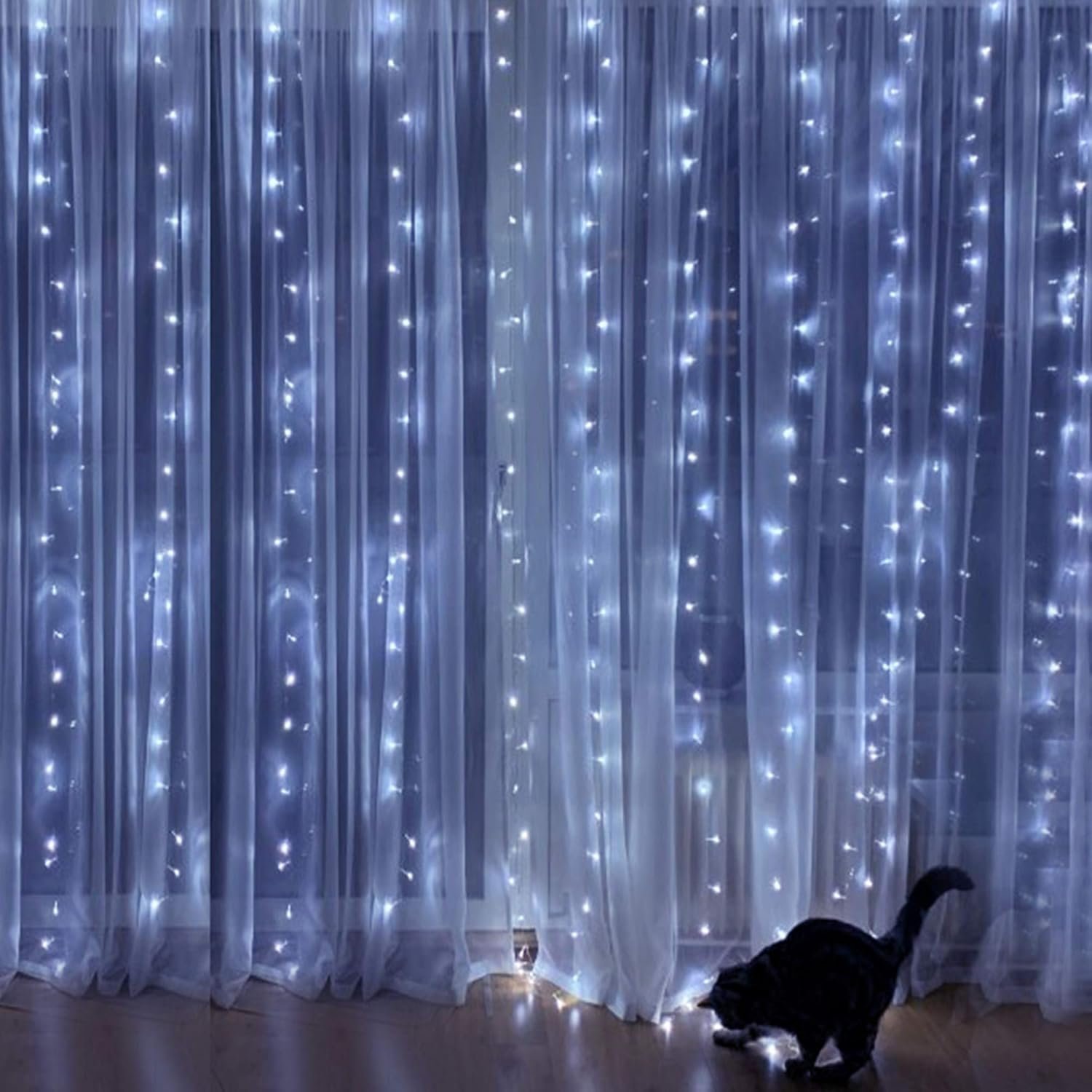 Sakerplus LED Copper String Curtain Lights with USB Remote