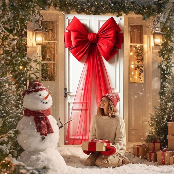 Christmas Door Bow Ribbon Decoration