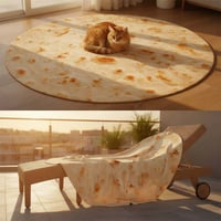 Realistic Food Print Round Flannel Throw Blanket