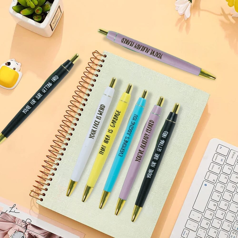 5 pcs Multicolor Emotional Funny Ballpoint Pens(Black Ink)