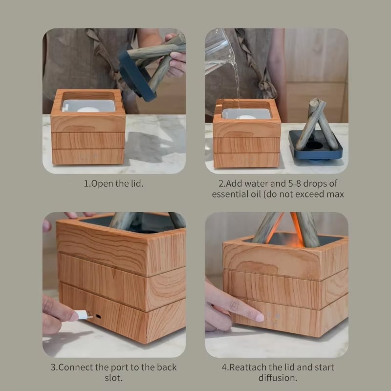 Sakerplus Flame Effect Essential Oil Humidifier
