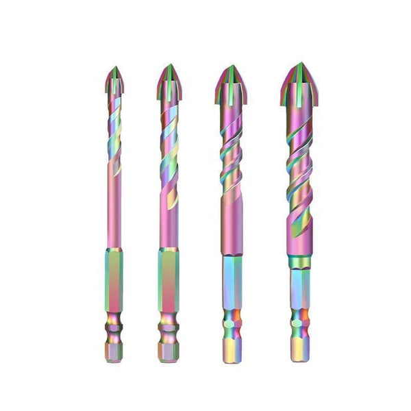 4pcs Titanium Coated Spiral Four-blade Eccentric Drill Bits