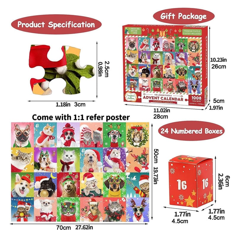 🎄Christmas Advent Calendar Jigsaw Puzzle 🧩【Christmas pet】